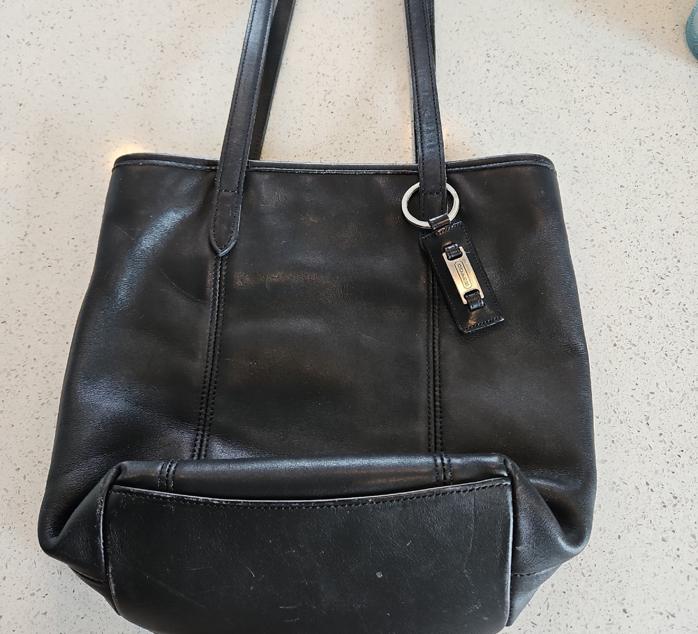 Coach Black Leather Tote Bag